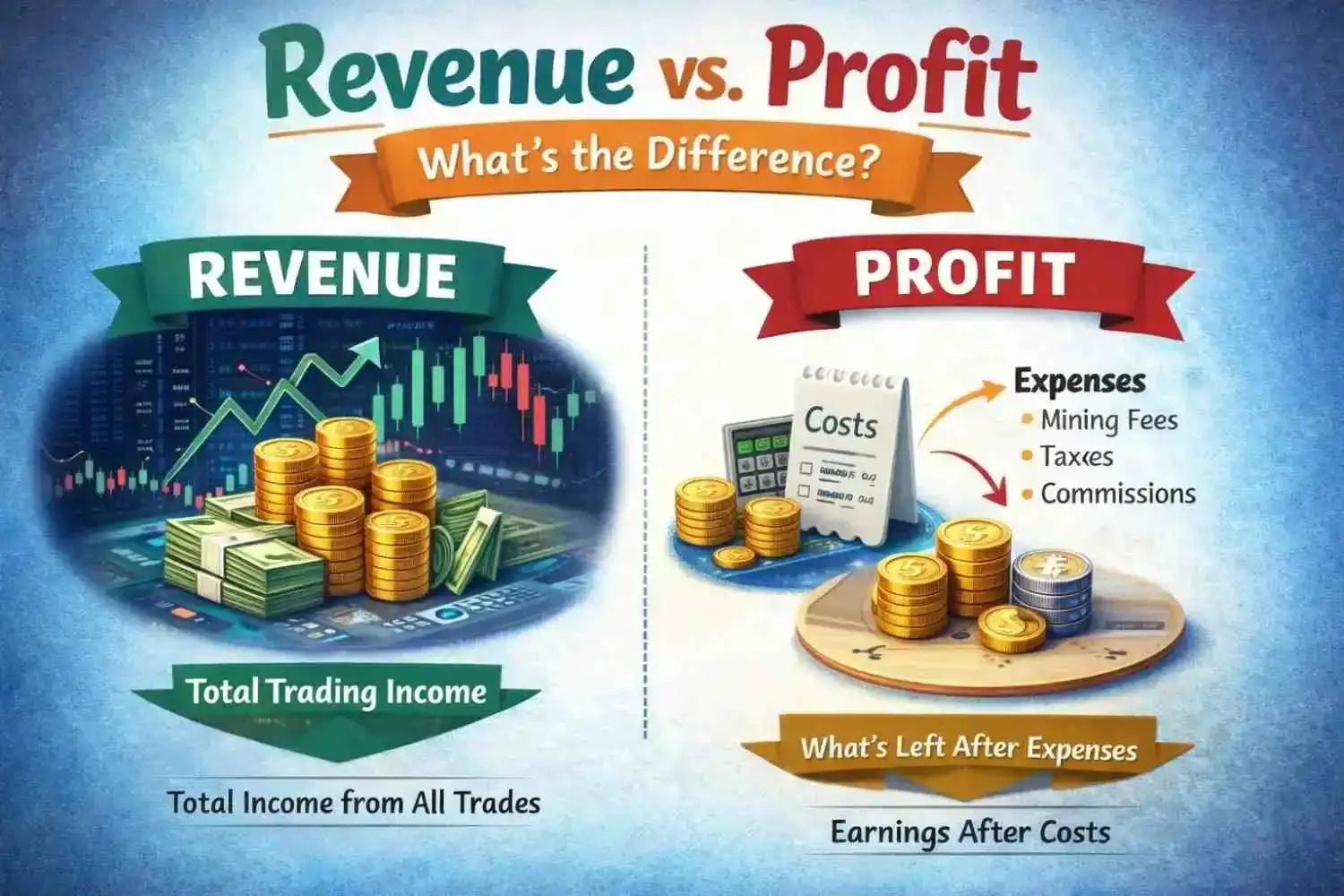 Revenue vs Profit in Crypto, Finance, and Trading Fully Explained